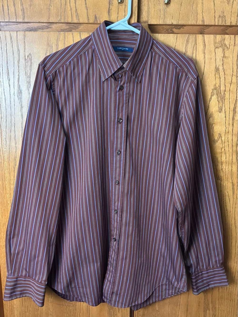 Camicissima Brown Striped Slim Fit Dress Shirt 15.5 Neck 39